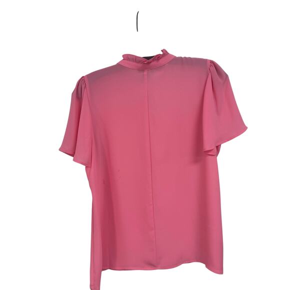 Ann Taylor Factory Pink Short Sleeve Half Placket Blouse Womens Small AS IS - Picture 2 of 7